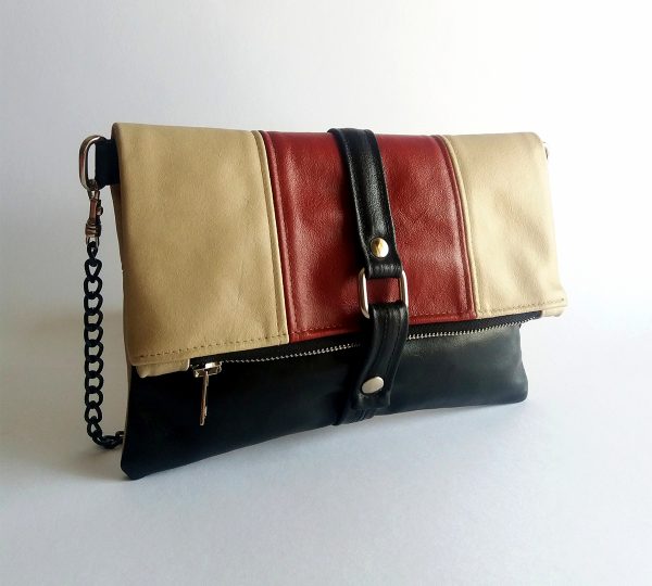 LEAK Leather Bag in Red, White, Bag